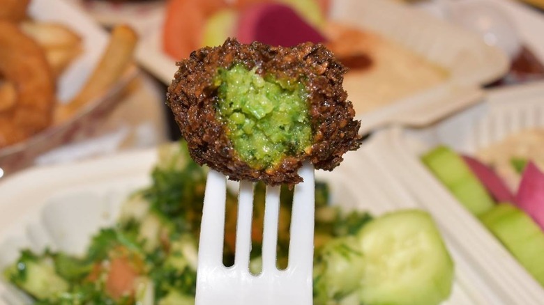 Falafel on a fork