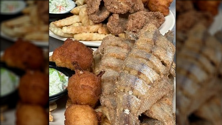 fried fish with hush puppies