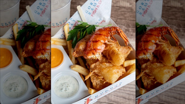 fish and chips with lobster