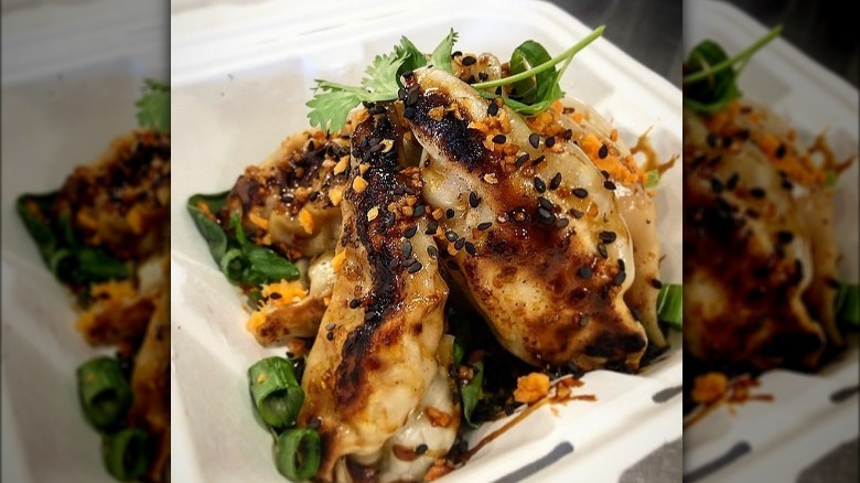 Dumpling Wagon sesame pork dumplings