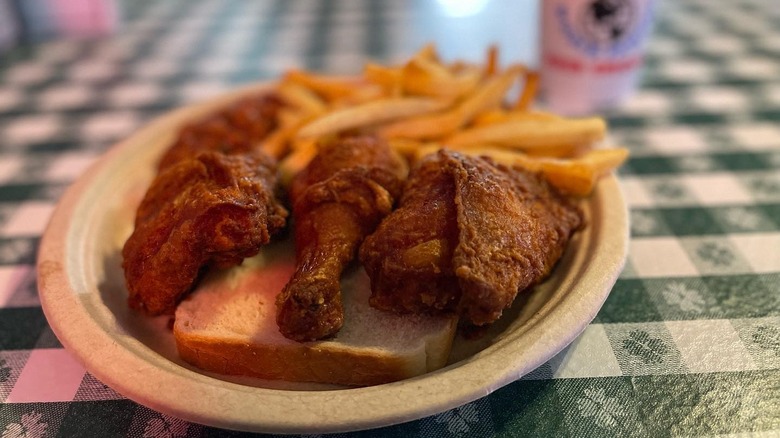 Gus' fried chicken with fries.