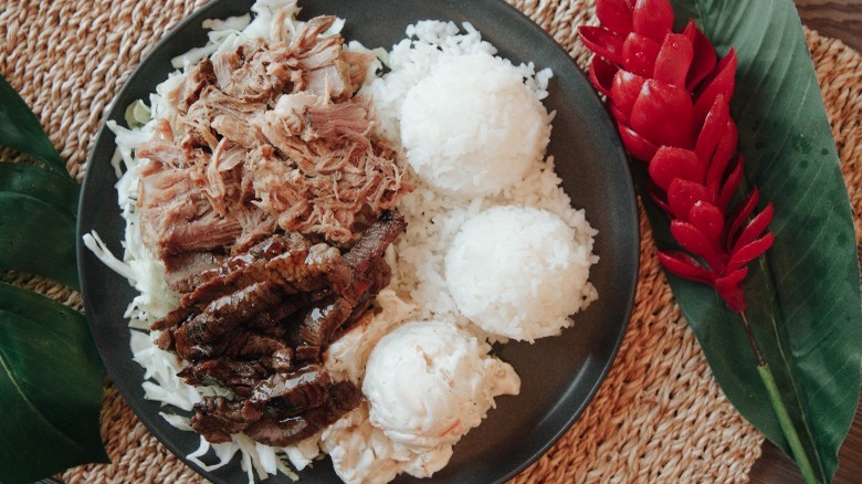 mo bettah sauce and kalua pork rice bowl