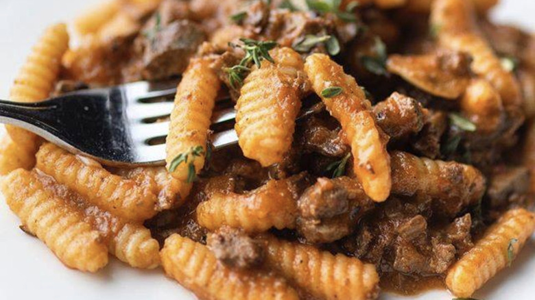 cavatelli with duck liver