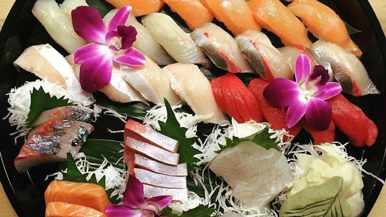 nigiri and sashimi plate