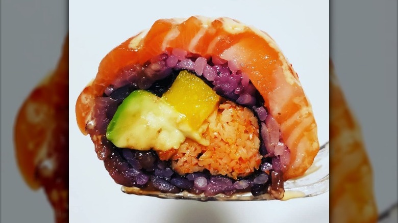 sushi roll with purple rice