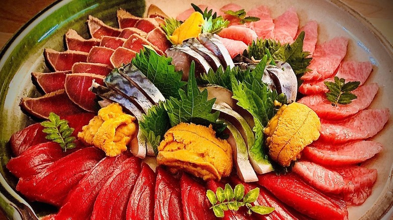 assortment of sashimi