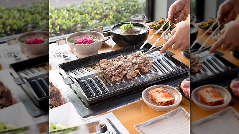 Quarters Korean BBQ grilled meat