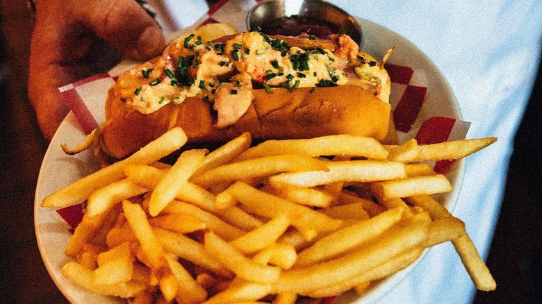 Lobster bisque roll with french fries