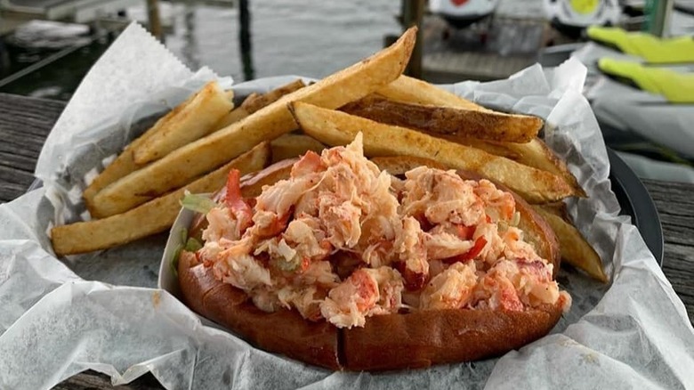 Lobster roll with fries