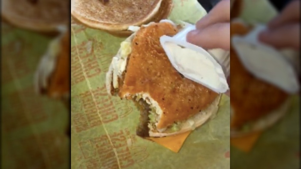 A McDonald's burger and chicken sandwich