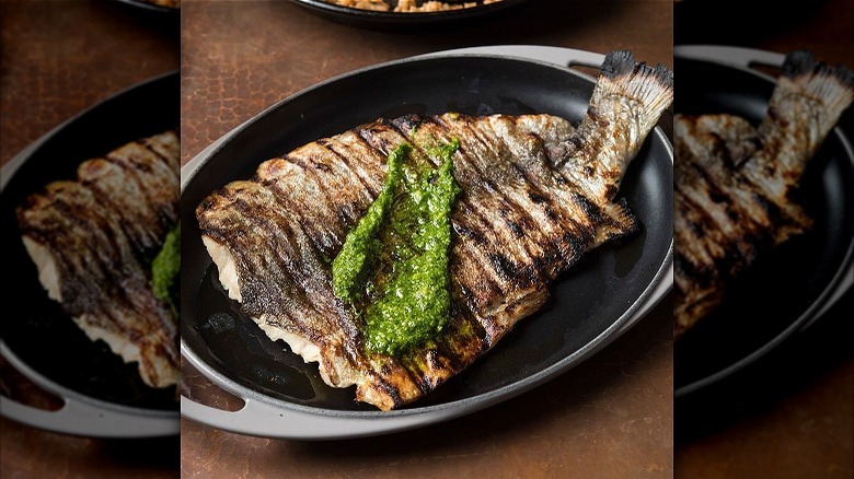 Whole fish with salsa verde