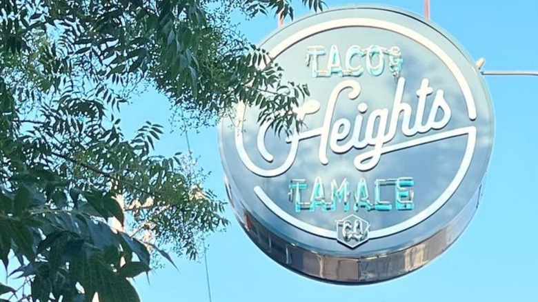 Exterior sign Heights Taco & Tamale Co