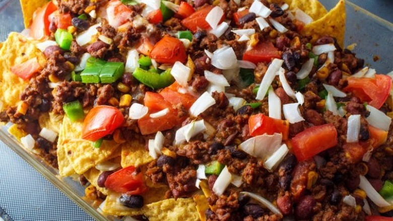 Plate of beef nachos