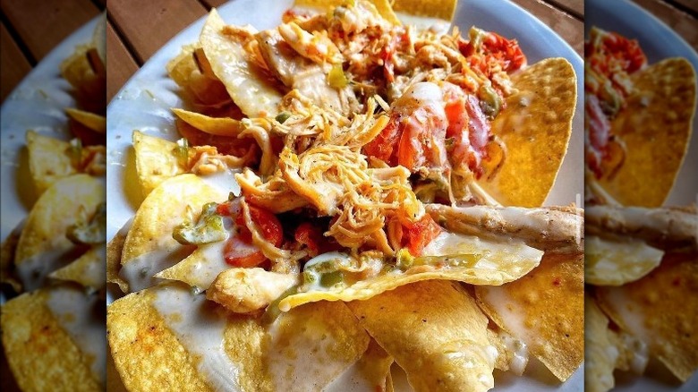 Plate of chicken nachos