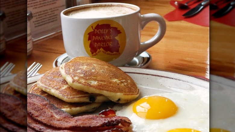 Pancake breakfast and latte