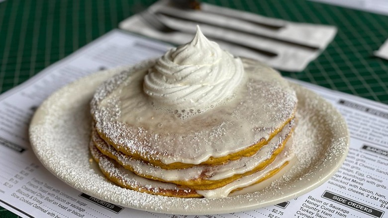 Pumpkin pancakes with topping