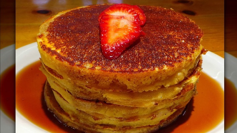 Buttermilk pancakes with strawberries