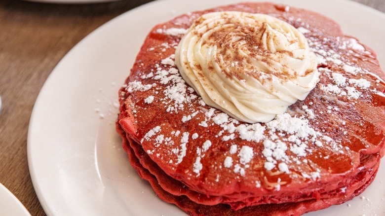 Red velvet pancakes