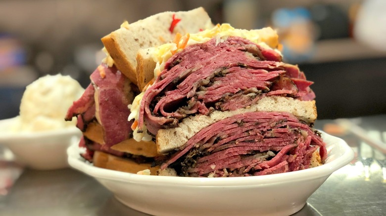 pastrami sandwich on a plate