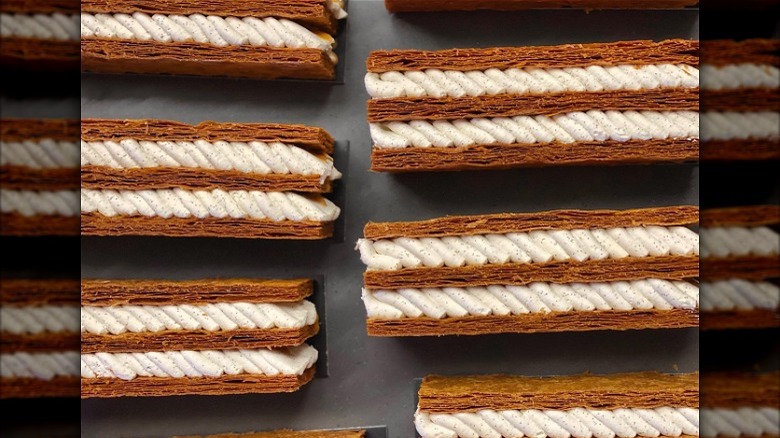 Vanilla hazelnut mille feuille pieces