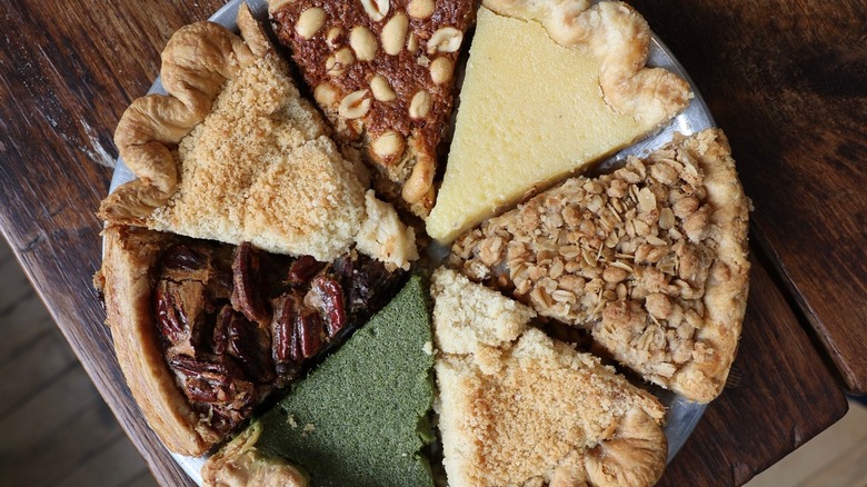 assortment of pie slices