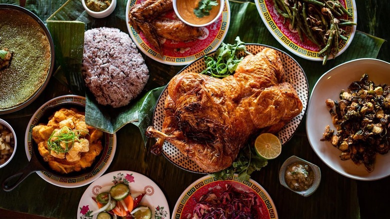 Turkey and sides on wood table