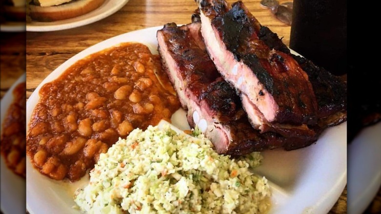 Plate of ribs and slaw