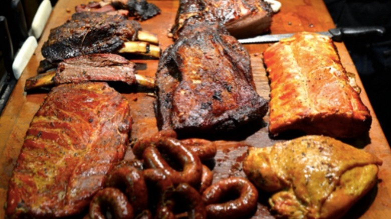 Various meats including ribs