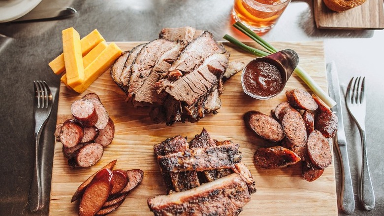 Tray full of various meats