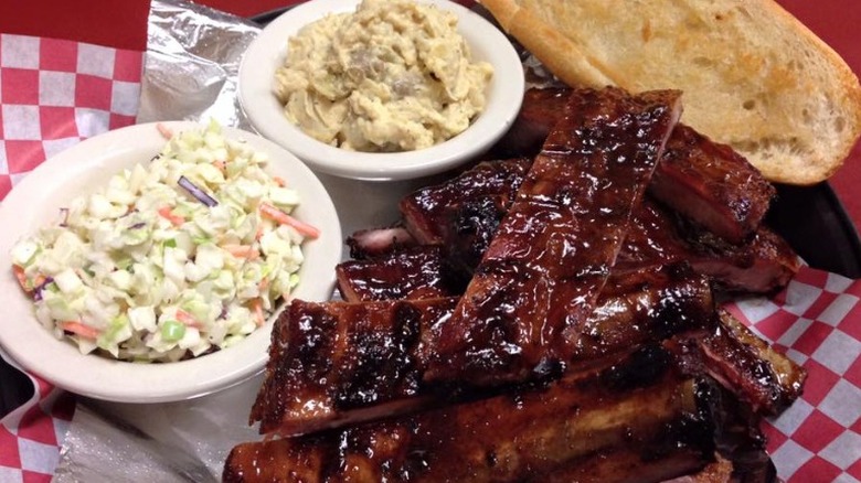 Ribs, sides, and bread