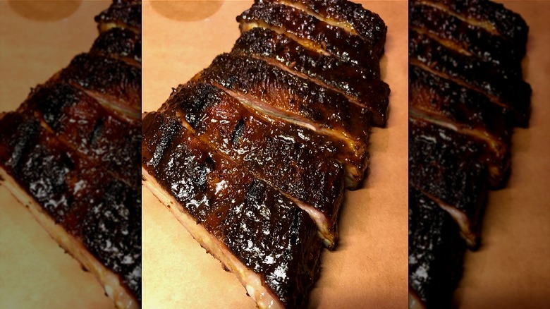 Barbecue ribs close up