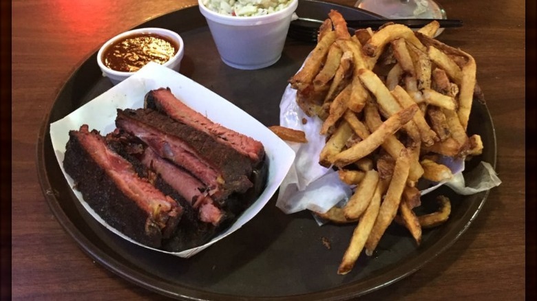 Railhead BBQ ribs with some fries.