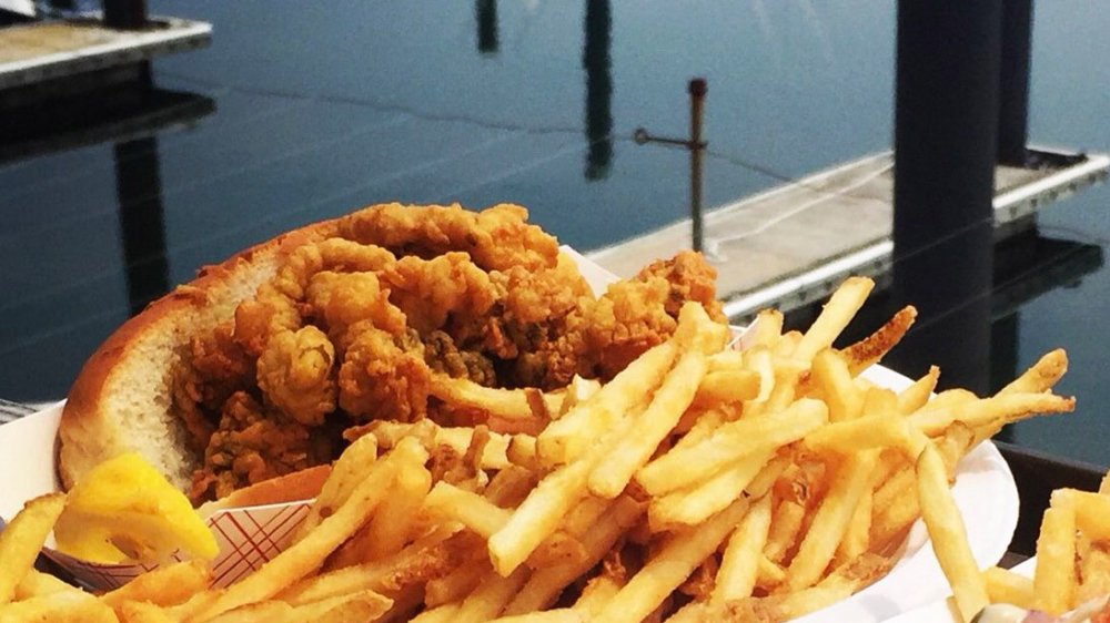 Fried clam roll sandwich