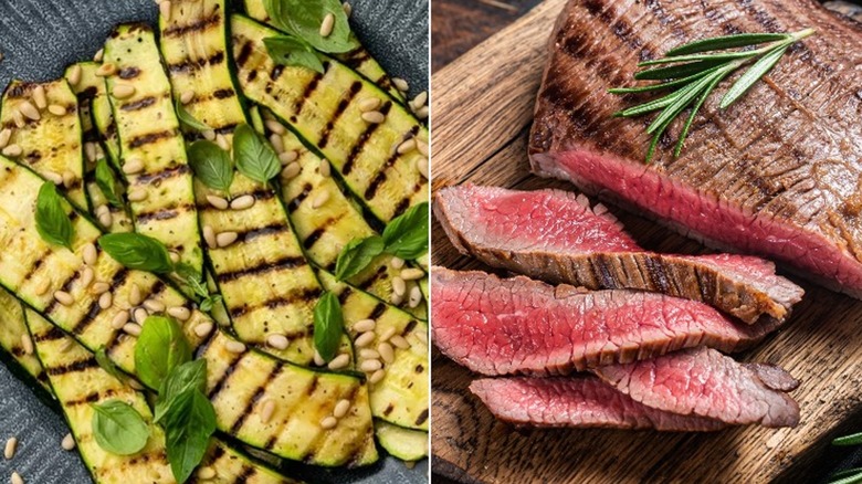 grilled zucchini sliced flank steak