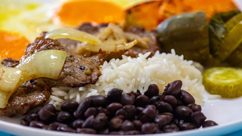 Steak with rice and beans