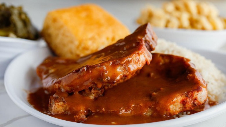 Smothered Pork Chops and Cornbread 