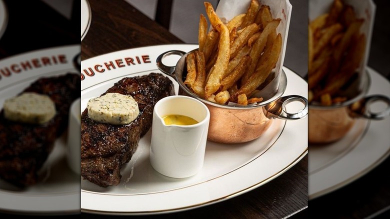 steak and fries at La Grande Boucherie