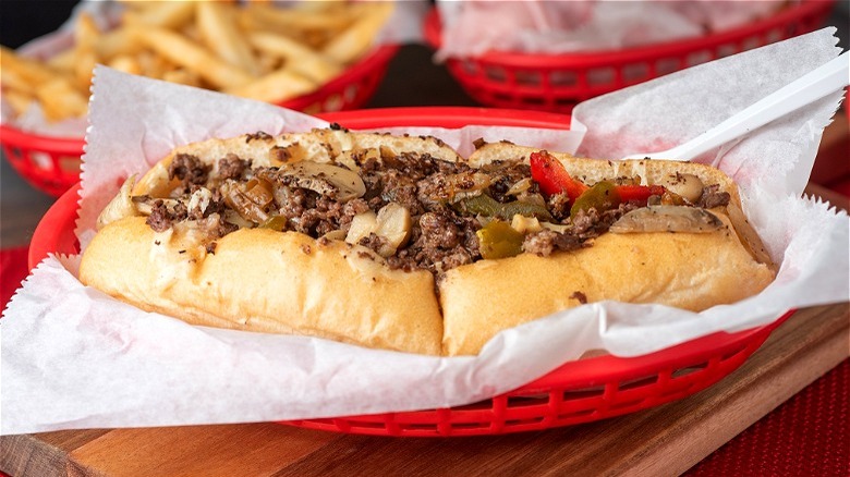 cheesesteak in plastic tray