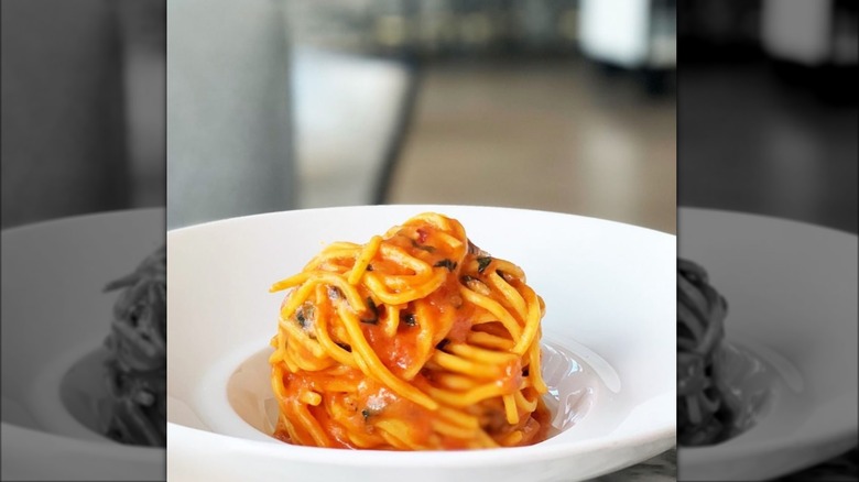 bowl of tomato spaghetti