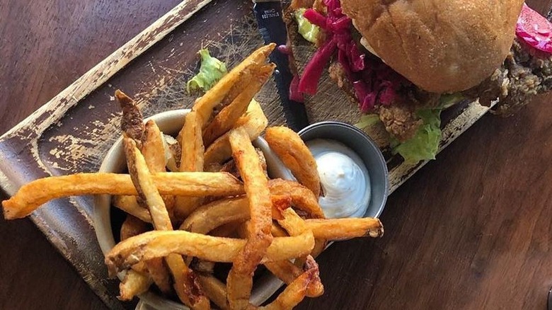 Seattle vegan  plum bistro burger and fries