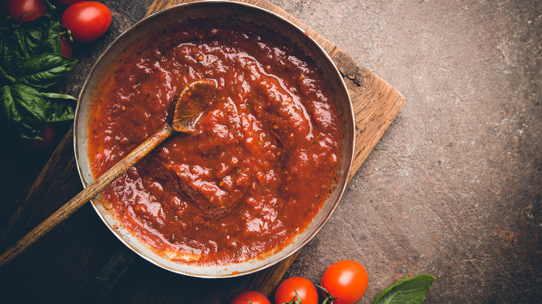 Pot of tomato sauce