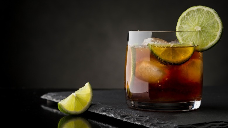 Rum and Coke with lime