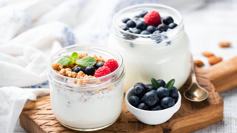 Yogurt With Berries And Granola In Jar 