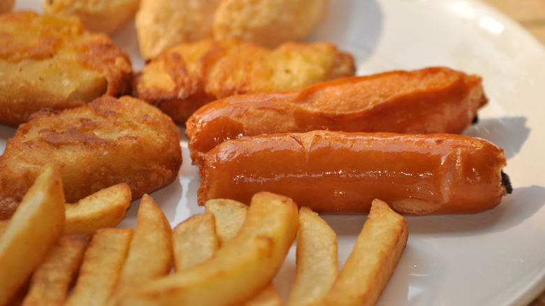 Hot dogs, fries, chicken nuggets