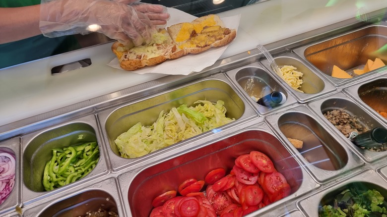 A Subway sandwich counter