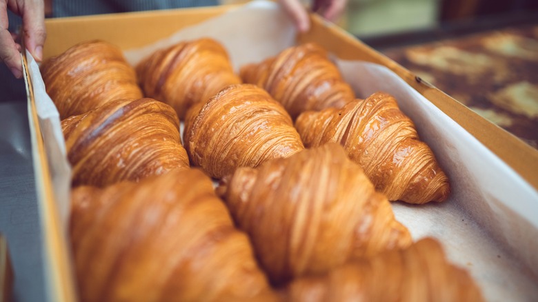 A tray of croissants