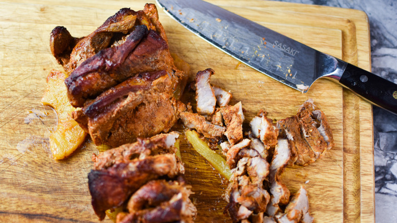 sliced pork al pastor