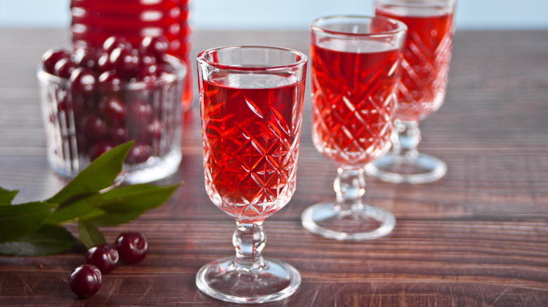 glasses of cherry brandy