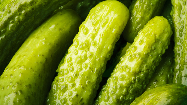 Close-up of green pickles