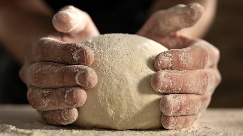 Close up of a ball of pizza dough